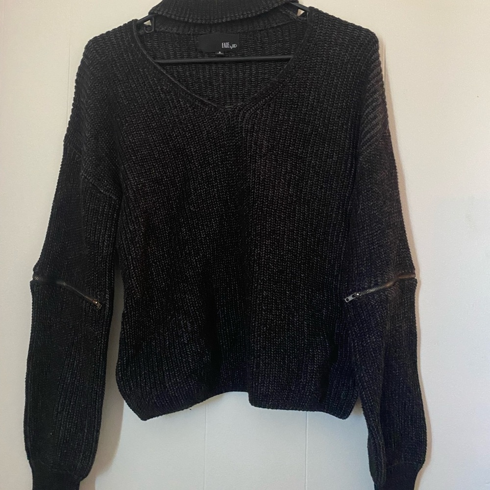 Black sweater with chest/neck cutout
